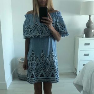 Parker off the shoulder embroidered dress